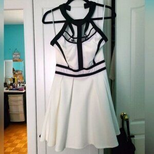 NWT Xenia Boutique White and Black Cutout Dress Fit and Flare Mini Dress Size 8